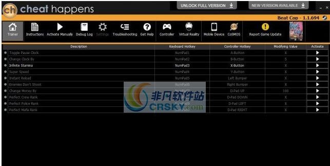 巡警Beat Cop无限耐力修改器 v3.5 巡警Beat Cop无限耐力修改器 v3.5