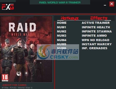 突袭二战六项修改器 v3.6 突袭二战六项修改器 v3.6