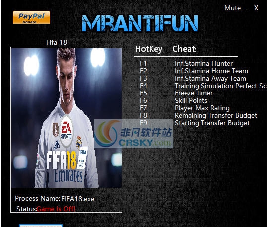 FIFA18九项修改器 v10.07