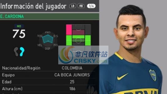 实况足球2018博卡中场卡尔多纳面部补丁 v2.5 实况足球2018博卡中场卡尔多纳面部补丁 v2.5