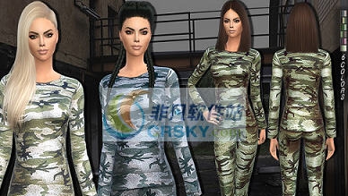 模拟人生4蓝绿迷彩保暖内衣套装MOD v2.5 模拟人生4蓝绿迷彩保暖内衣套装MOD v2.5