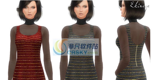 模拟人生4女士高领发光条纹迷你连衣裙MOD v2.7 模拟人生4女士高领发光条纹迷你连衣裙MOD v2.7