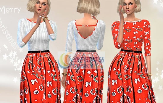 模拟人生4女士圣诞节长连衣棉裙MOD v2.4 模拟人生4女士圣诞节长连衣棉裙MOD v2.4