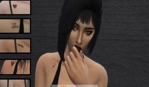 模拟人生4五种锁骨小纹身mod v2.3