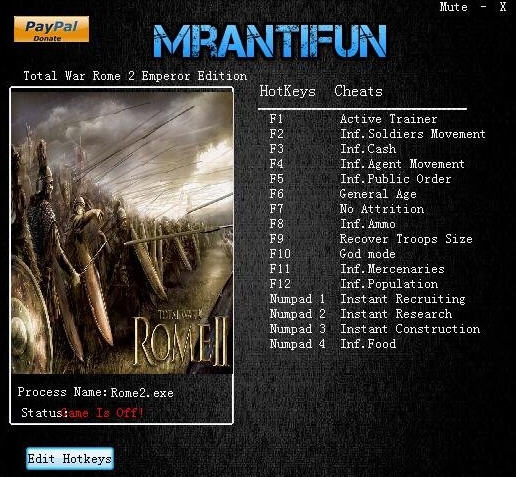 罗马2全面战争十五项修改器 v2.3.5 罗马2全面战争十五项修改器 v2.3.5