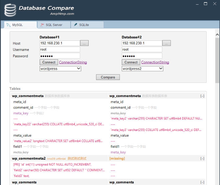 AmpNmp.DatabaseCompare v1.7 AmpNmp.DatabaseCompare v1.7