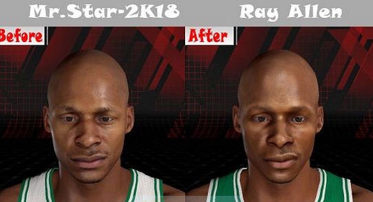 NBA2K18三巨头时期雷阿伦身形面补MOD v2.5 NBA2K18三巨头时期雷阿伦身形面补MOD v2.5