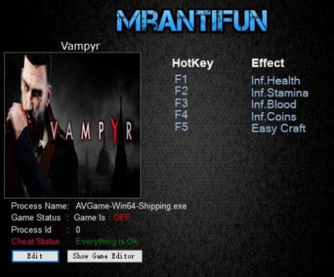 吸血鬼五项修改器 v3.6 吸血鬼五项修改器 v3.6