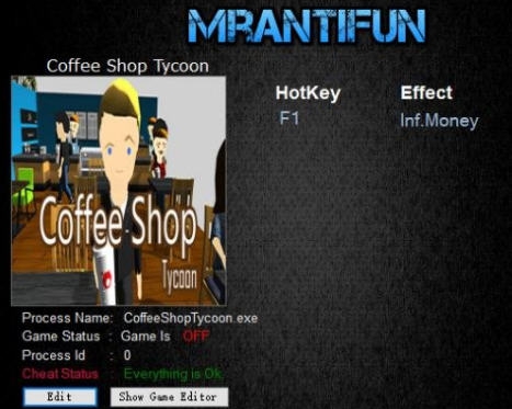 咖啡店大亨无限金钱修改器 v3.3 咖啡店大亨无限金钱修改器 v3.3