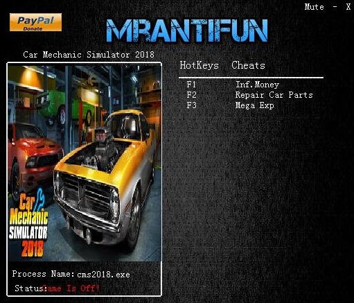 汽车修理工模拟2018三项修改器 v3.4 汽车修理工模拟2018三项修改器 v3.4