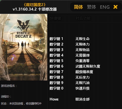 腐烂国度2十项修改器 v1.3160.34.9 腐烂国度2十项修改器 v1.3160.34.9