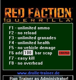 红色派系游击战重制版八项修改器 v3.4 红色派系游击战重制版八项修改器 v3.4