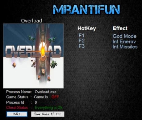 超负荷三项修改器 v3.4 超负荷三项修改器 v3.4