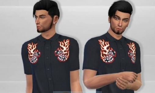 模拟人生4男士刺绣衬衫MOD v2.4