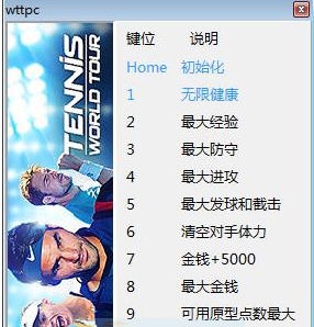 网球世界巡回赛九项修改器 v3.6 网球世界巡回赛九项修改器 v3.6