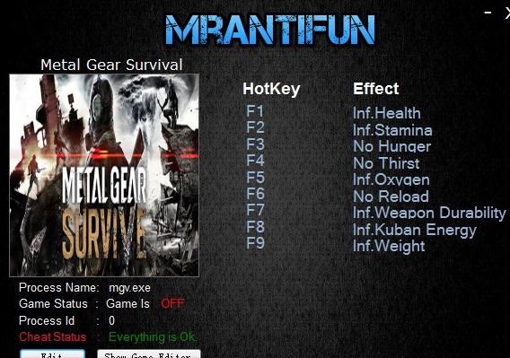 合金装备幸存九项修改器 v3.3 合金装备幸存九项修改器 v3.3