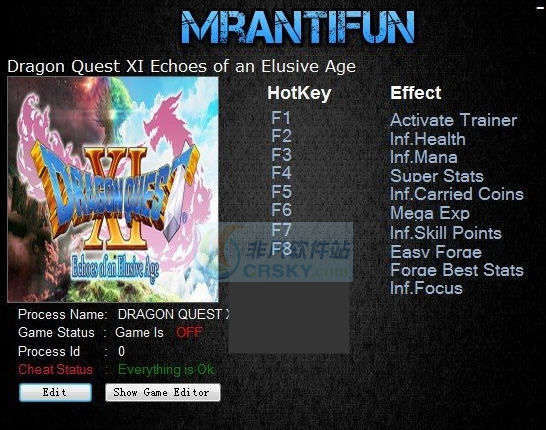 勇者斗恶龙11追寻逝去的时光九项修改器 v3.7 勇者斗恶龙11追寻逝去的时光九项修改器 v3.7