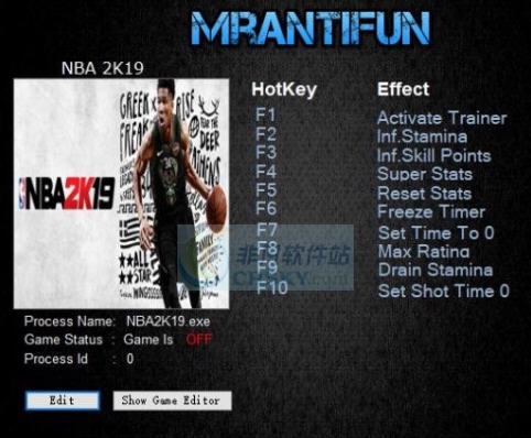 NBA2K19八项修改器 MrAntiFunv1.8 NBA2K19八项修改器 MrAntiFunv1.8