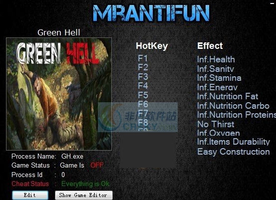 绿色地狱十一项修改器 v3.4 绿色地狱十一项修改器 v3.4