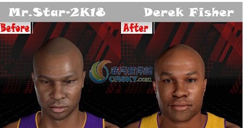NBA2K18德里克费舍尔身形面补MOD v2.7 NBA2K18德里克费舍尔身形面补MOD v2.7