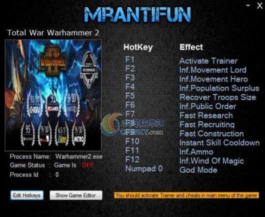 全面战争战锤2十六项修改器 v3.4 全面战争战锤2十六项修改器 v3.4