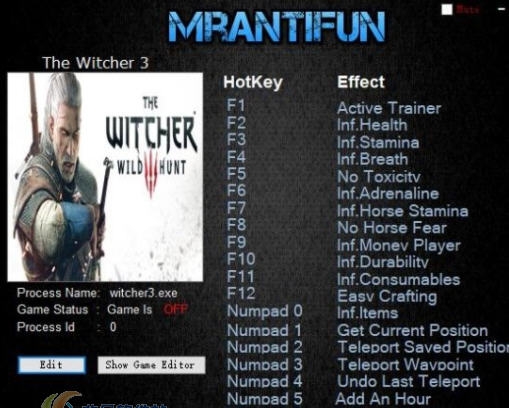 巫师3狂猎二十四项修改器 v3.5 巫师3狂猎二十四项修改器 v3.5