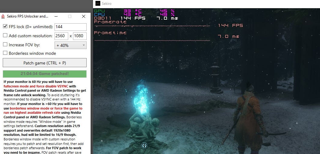 只狼影逝二度解锁帧率加入超宽比例MOD v2.7 只狼影逝二度解锁帧率加入超宽比例MOD v2.7
