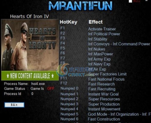 钢铁雄心4二十四项修改器 v1.6.9