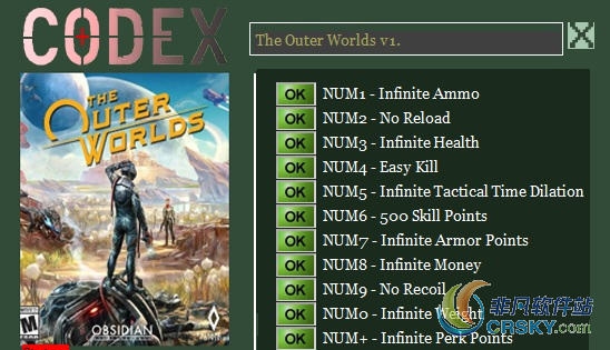 天外世界修改器(十一项) v1.2.0.424 天外世界修改器(十一项) v1.2.0.424