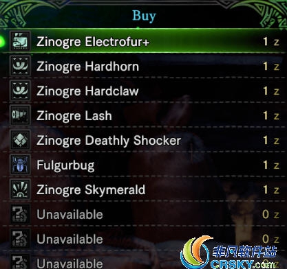 怪物猎人世界冰原1Z价格商店MOD v1.15 怪物猎人世界冰原1Z价格商店MOD v1.15