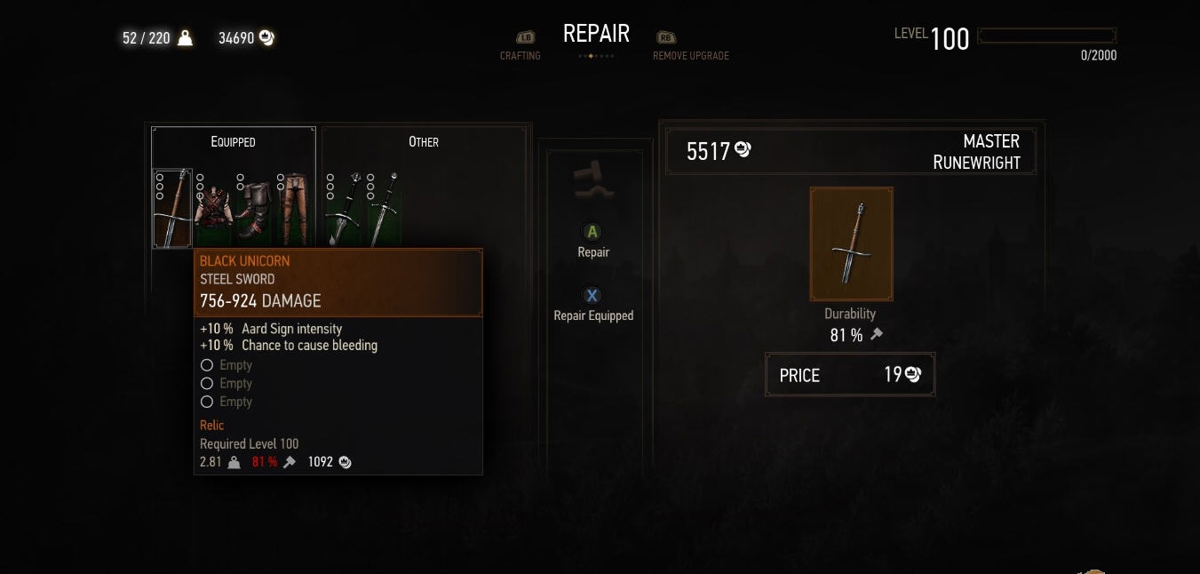 巫师3更便宜的维修费MOD v2.64 巫师3更便宜的维修费MOD v2.64