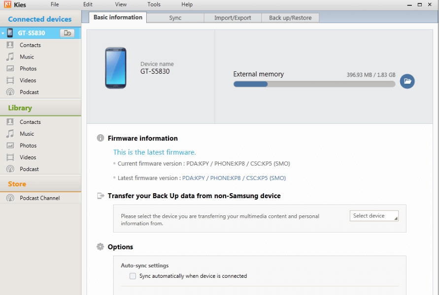 Samsung Kies for Mac v3.1.3 Samsung Kies for Mac v3.1.3