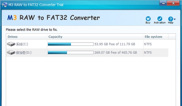 M3 RAW To FAT32 Converter(硬盘驱动器修复工具) v3.11 M3 RAW To FAT32 Converter(硬盘驱动器修复工具) v3.11
