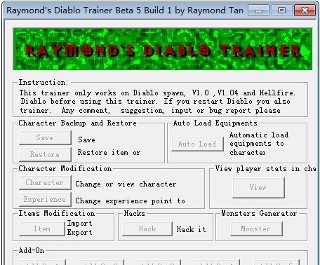 Raymonds Diablo Trainer v58 Raymonds Diablo Trainer v58
