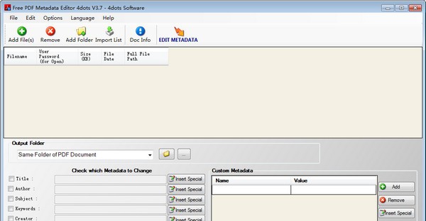 Free PDF Metadata Editor 4dots(PDF编辑器) v3.14 Free PDF Metadata Editor 4dots(PDF编辑器) v3.14