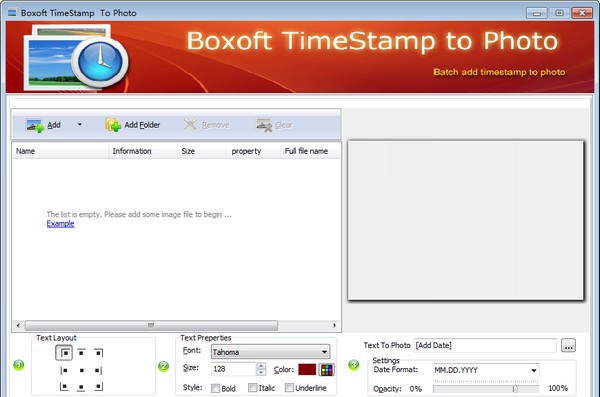 Boxoft TimeStamp to Photo(时间戳软件) v1.6.5 Boxoft TimeStamp to Photo(时间戳软件) v1.6.5