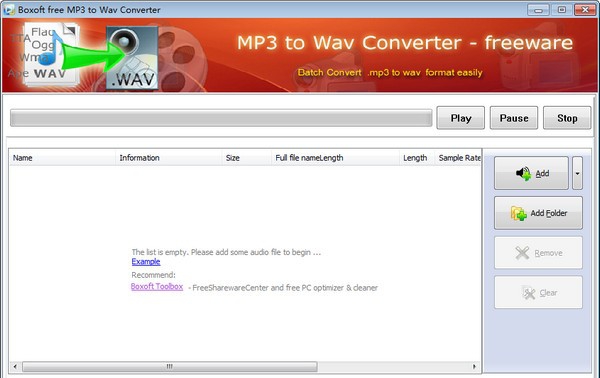 Boxoft MP3 to WAV Converter(MP3转WAV转换器) v1.2.0.5 Boxoft MP3 to WAV Converter(MP3转WAV转换器) v1.2.0.5