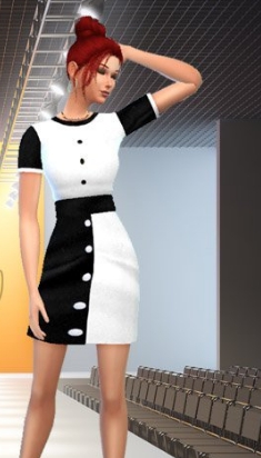 模拟人生4黑白双色纽扣连衣裙MOD v3.83 模拟人生4黑白双色纽扣连衣裙MOD v3.83