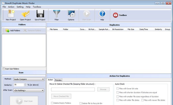 Boxoft Duplicate Music Finder(重复音频文件清理工具) v1.6 Boxoft Duplicate Music Finder(重复音频文件清理工具) v1.6