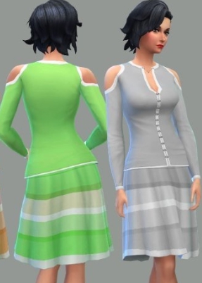 模拟人生4女性彩虹色褶皱长裙MOD v2.51