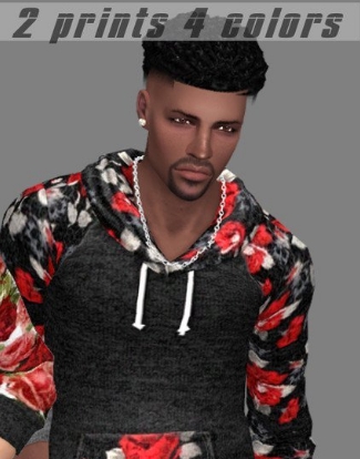 模拟人生4男士美丽印花连帽衫MOD v2.78