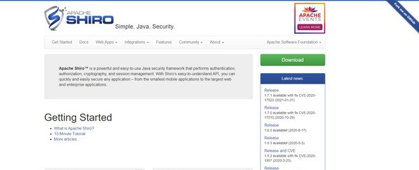 Apache Shiro(Java安全框架) v1.7.7 Apache Shiro(Java安全框架) v1.7.7