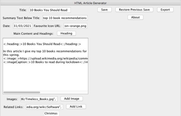 HTML Article Generator(文章生成工具) v1.5 HTML Article Generator(文章生成工具) v1.5