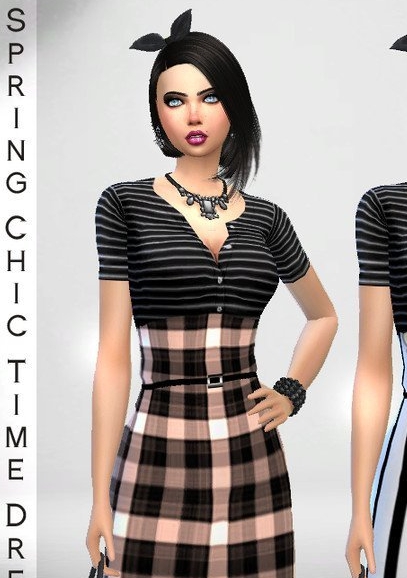 模拟人生4黑白色条纹性感连衣裙MOD v1.6 模拟人生4黑白色条纹性感连衣裙MOD v1.6