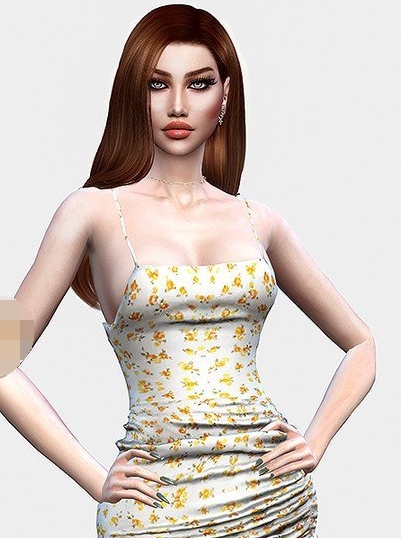 模拟人生4简洁花卉印花连衣裙MOD v1.5