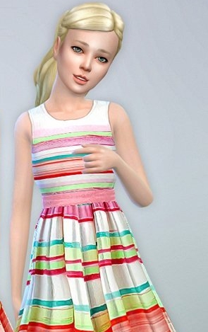 模拟人生4小女孩彩色条纹连衣裙MOD v1.3 模拟人生4小女孩彩色条纹连衣裙MOD v1.3