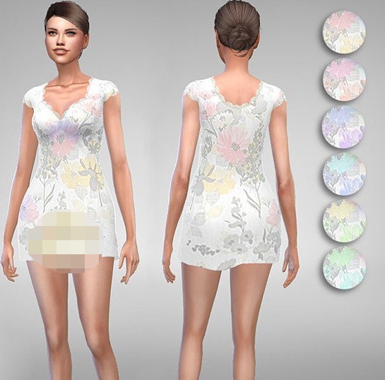 模拟人生4夏季美丽印花花边连衣裙MOD v1.2 模拟人生4夏季美丽印花花边连衣裙MOD v1.2