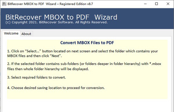BitRecover MBOX to PDF Wizard(文件格式转换工具) v8.12 BitRecover MBOX to PDF Wizard(文件格式转换工具) v8.12