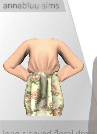 模拟人生4美丽的长袖碎花连衣裙MOD v1.4 模拟人生4美丽的长袖碎花连衣裙MOD v1.4