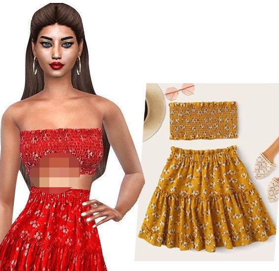 模拟人生4无肩带褶皱服装MOD v1.5